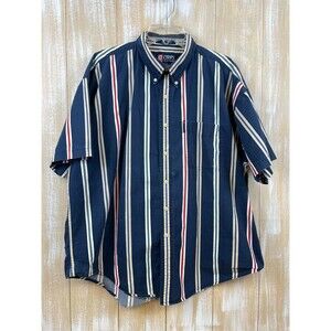 Vintage Chaps Ralph Lauren Men's Size XL Striped Short Sleeve Button Down *READ
